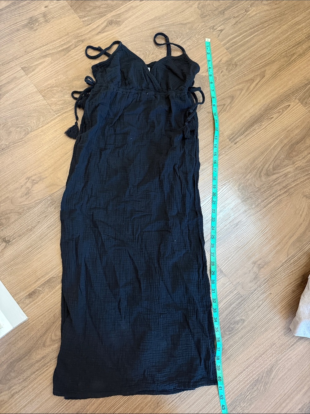Xhilaration 100% cotton gauze beach cover up black smocked Small